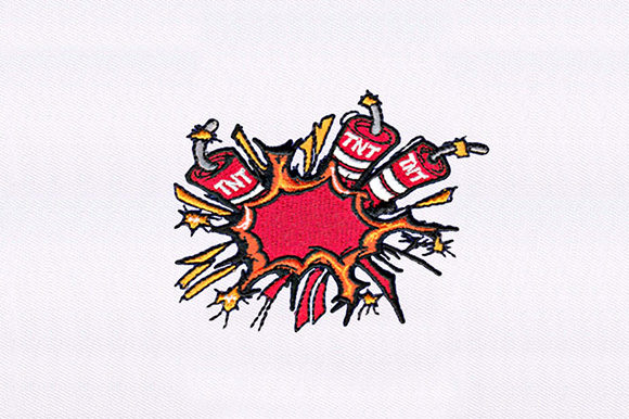 Red TNT Bombs Design Review for Business Embroidery